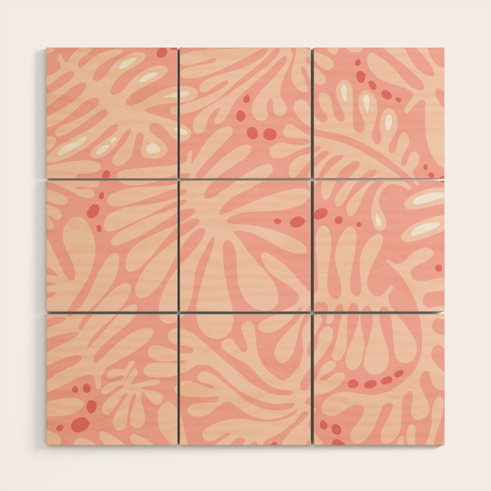 Pink Liquid modern Abstract Leaves Pattern in Matisse style Wood Wall Art Gallery Image 1