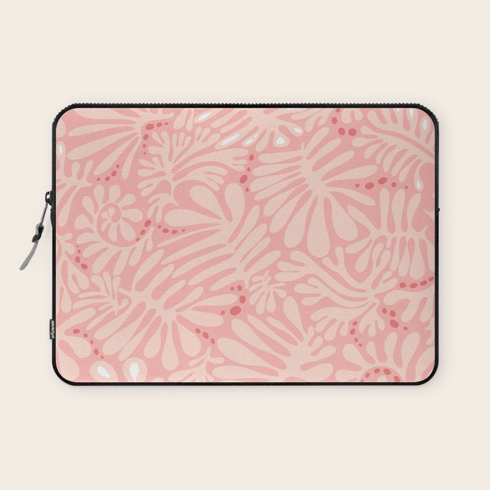 Pink Liquid modern Abstract Leaves Pattern in Matisse style Laptop Sleeve Gallery Image 1