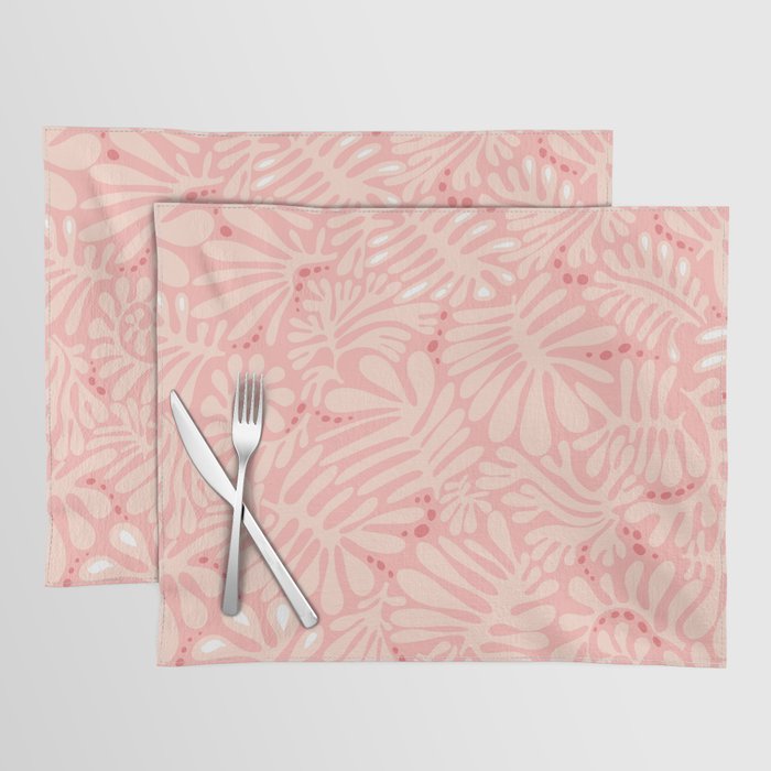 Pink Liquid modern Abstract Leaves Pattern in Matisse style Placemat Gallery Image 1