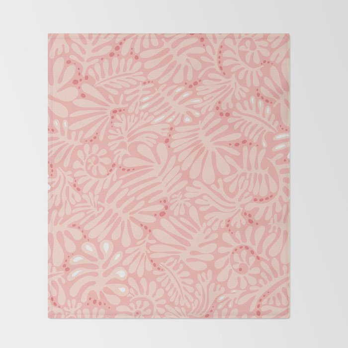 Pink Liquid modern Abstract Leaves Pattern in Matisse style Throw Blanket Gallery Image 2