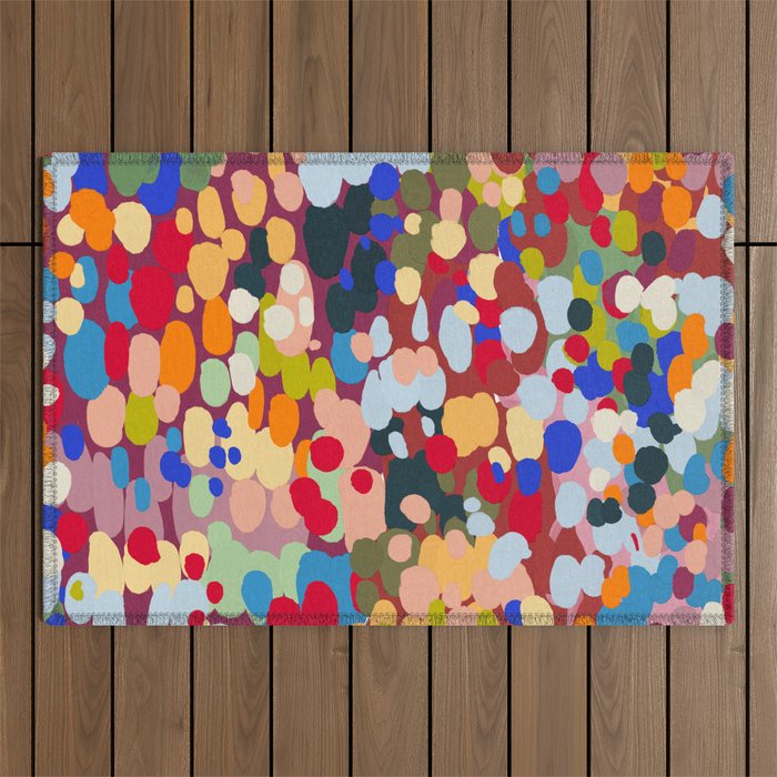 Vibrant Abstract Dots Art Print - Bold Multicolor Modern Design Outdoor Rug Gallery Image 1