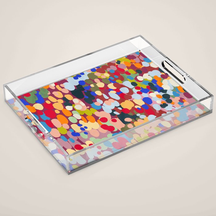 Vibrant Abstract Dots Art Print - Bold Multicolor Modern Design Acrylic Tray Gallery Image 1