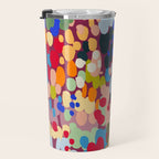 Vibrant Abstract Dots Art Print - Bold Multicolor Modern Design Travel Mug Gallery Image 3