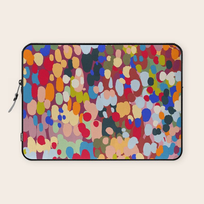 Vibrant Abstract Dots Art Print - Bold Multicolor Modern Design Laptop Sleeve Gallery Image 1