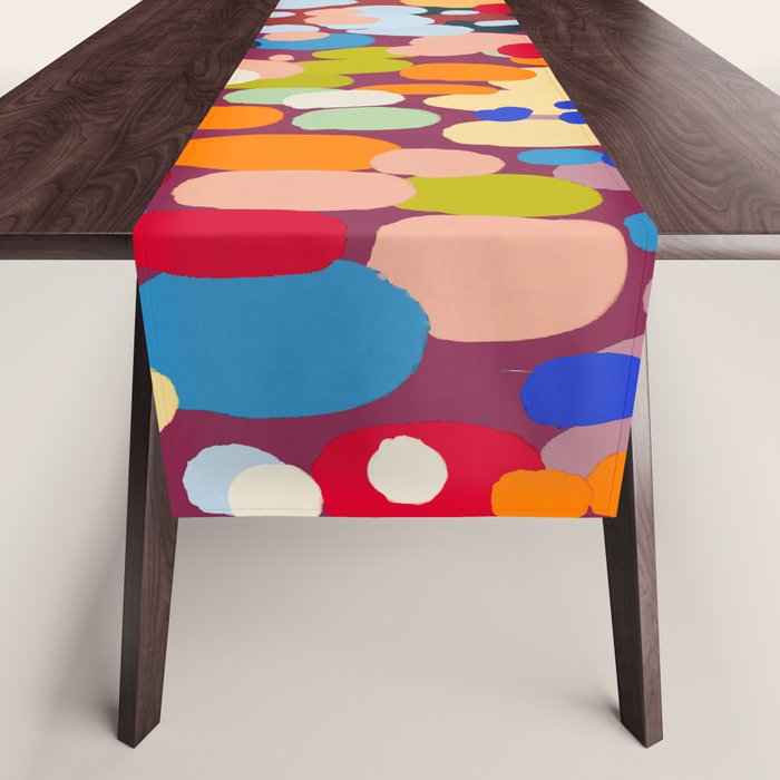 Vibrant Abstract Dots Art Print - Bold Multicolor Modern Design Table Runner Gallery Image 1