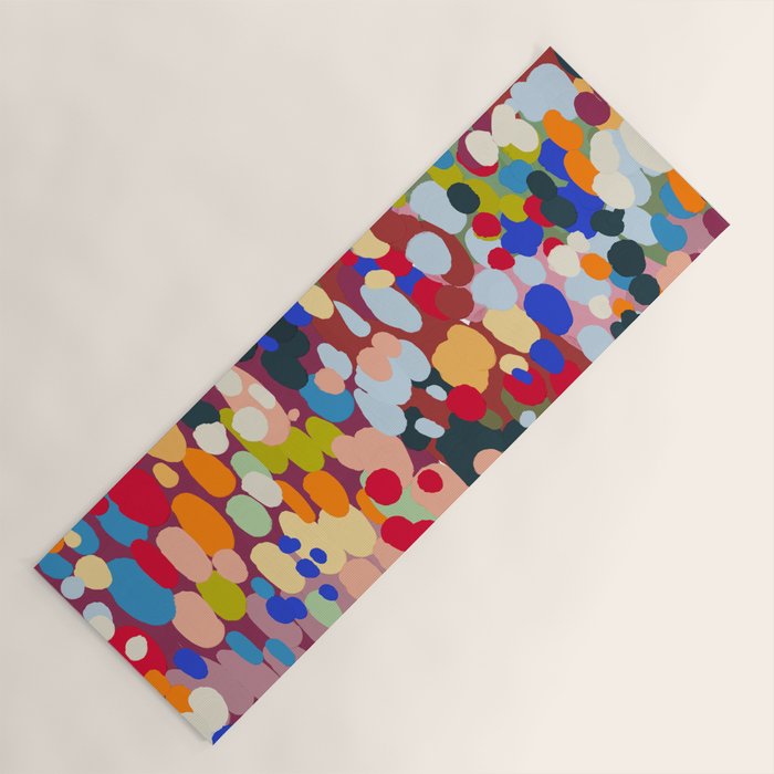 Vibrant Abstract Dots Art Print - Bold Multicolor Modern Design Yoga Mat Gallery Image 1
