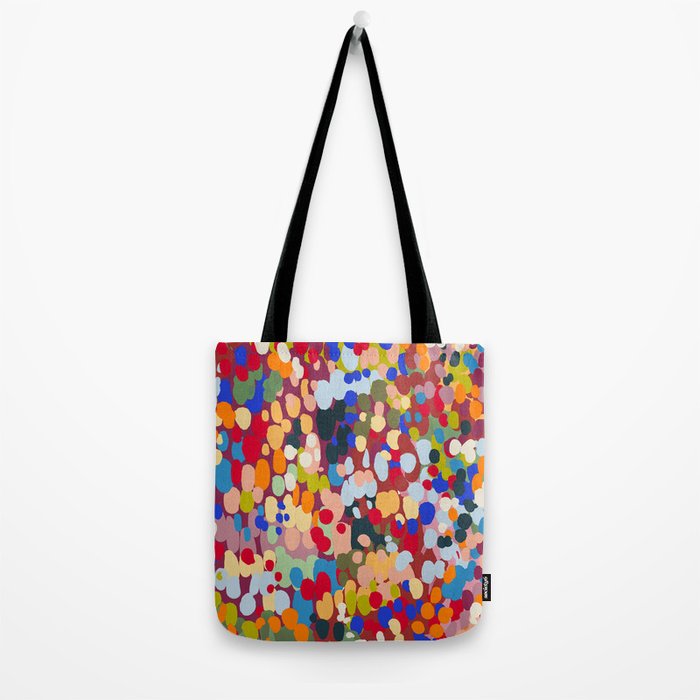 Vibrant Abstract Dots Art Print - Bold Multicolor Modern Design Tote Bag Gallery Image 2