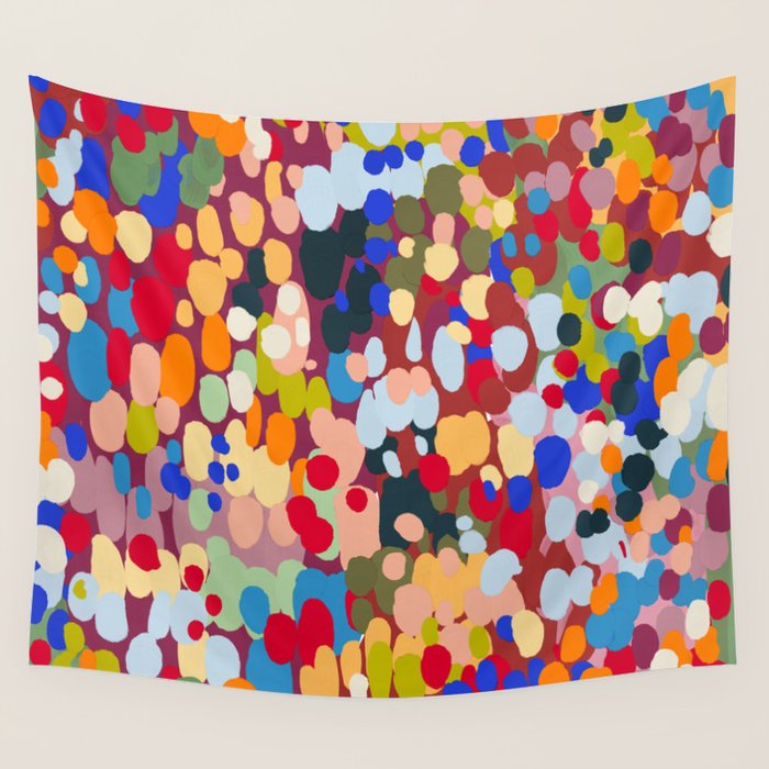 Vibrant Abstract Dots Art Print - Bold Multicolor Modern Design Wall Tapestry Gallery Image 1