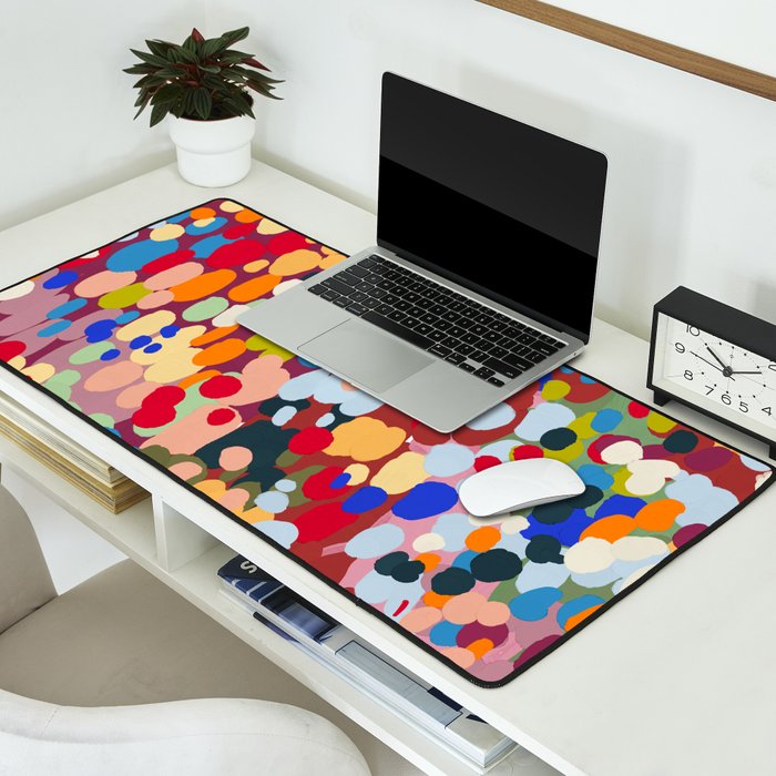 Vibrant Abstract Dots Art Print - Bold Multicolor Modern Design Desk Mat Gallery Image 2
