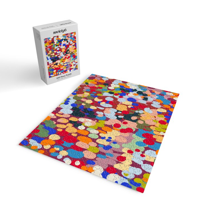 Vibrant Abstract Dots Art Print - Bold Multicolor Modern Design Jigsaw Puzzle Gallery Image 2