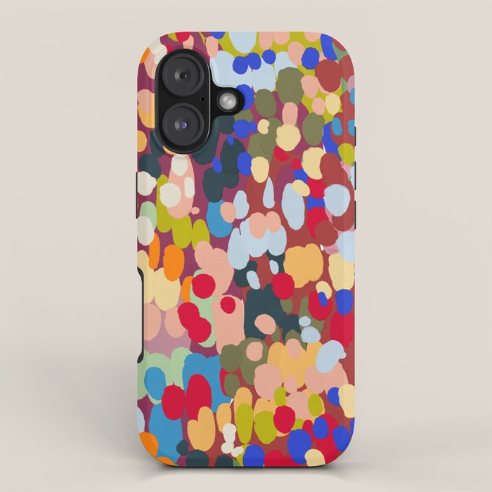 Vibrant Abstract Dots Art Print - Bold Multicolor Modern Design iPhone Case Gallery Image 1
