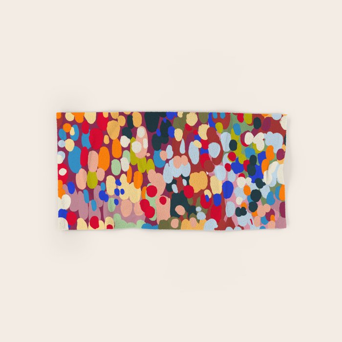 Vibrant Abstract Dots Art Print - Bold Multicolor Modern Design Bath Towel Gallery Image 1