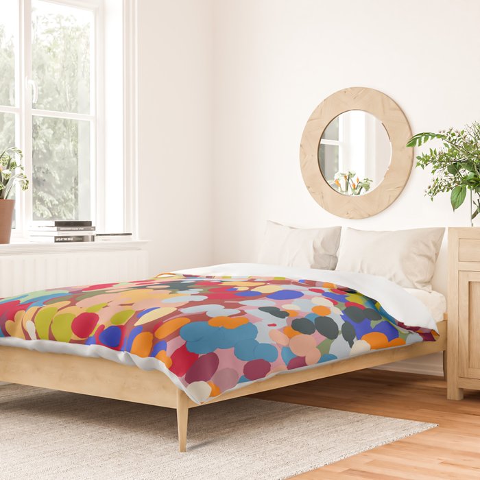 Vibrant Abstract Dots Art Print - Bold Multicolor Modern Design Duvet Cover Gallery Image 2
