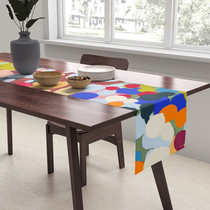 Vibrant Abstract Dots Art Print - Bold Multicolor Modern Design Table Runner Gallery Image 2