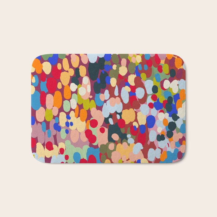 Vibrant Abstract Dots Art Print - Bold Multicolor Modern Design Bath Mat Gallery Image 1
