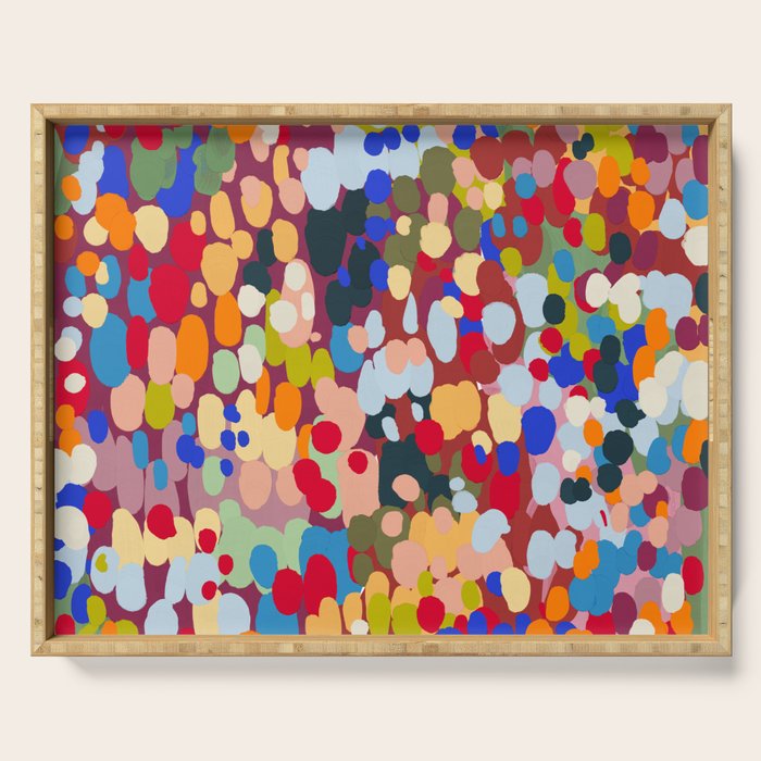 Vibrant Abstract Dots Art Print - Bold Multicolor Modern Design Serving Tray Gallery Image 1