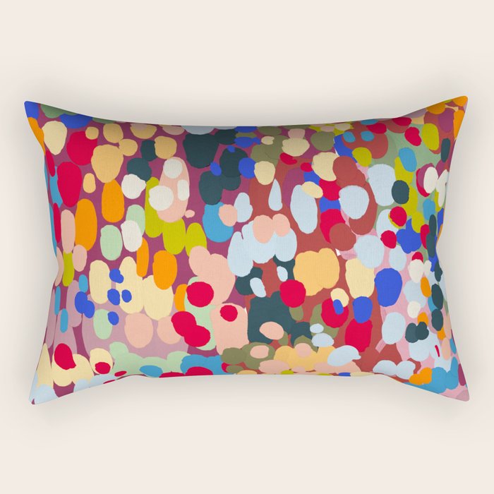 Vibrant Abstract Dots Art Print - Bold Multicolor Modern Design Rectangular Pillow Gallery Image 2