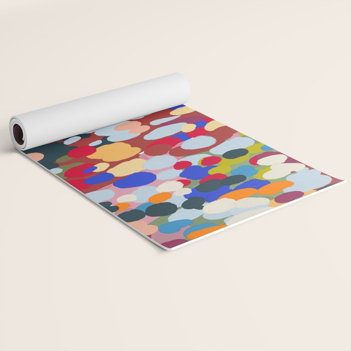 Vibrant Abstract Dots Art Print - Bold Multicolor Modern Design Yoga Mat Gallery Image 2
