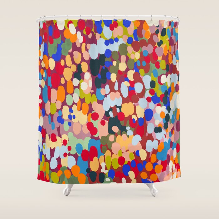 Vibrant Abstract Dots Art Print - Bold Multicolor Modern Design Shower Curtain Gallery Image 1