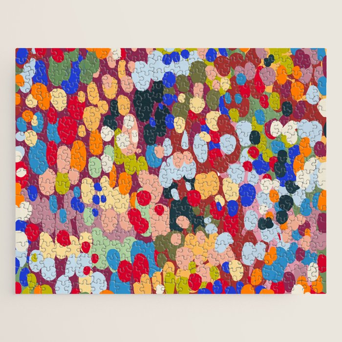 Vibrant Abstract Dots Art Print - Bold Multicolor Modern Design Jigsaw Puzzle Gallery Image 1