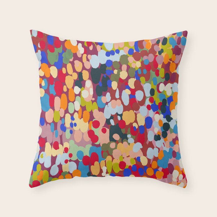 Vibrant Abstract Dots Art Print - Bold Multicolor Modern Design Throw Pillow Gallery Image 6