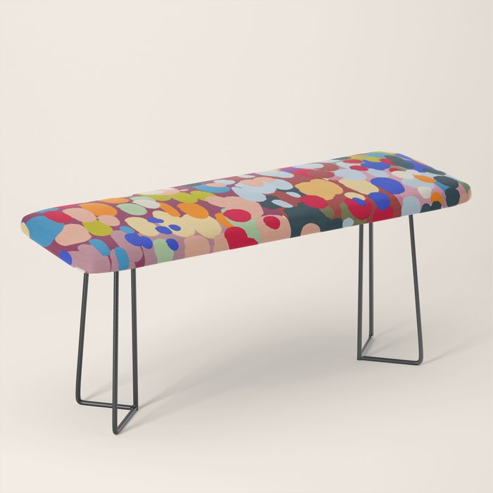 Vibrant Abstract Dots Art Print - Bold Multicolor Modern Design Bench Gallery Image 1