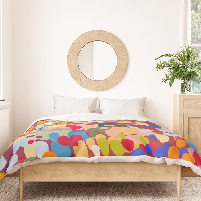 Vibrant Abstract Dots Art Print - Bold Multicolor Modern Design Duvet Cover Gallery Image 3