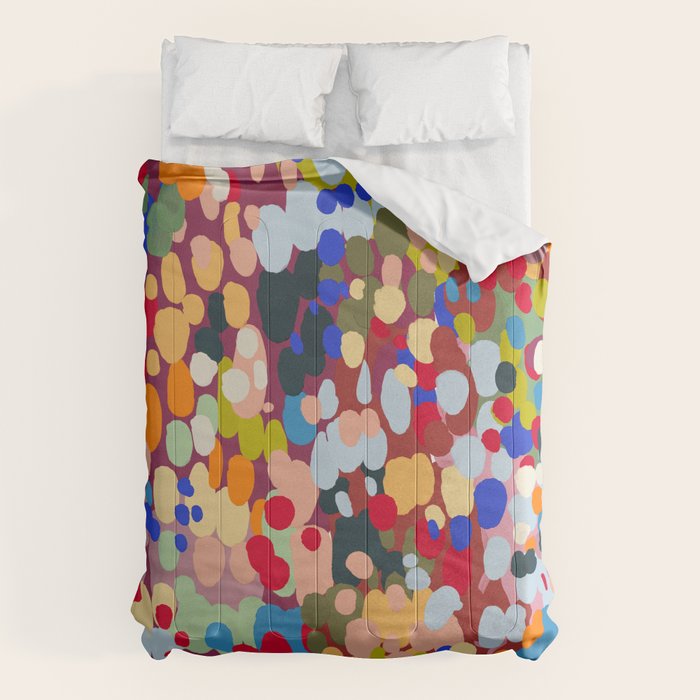 Vibrant Abstract Dots Art Print - Bold Multicolor Modern Design Comforter Gallery Image 1