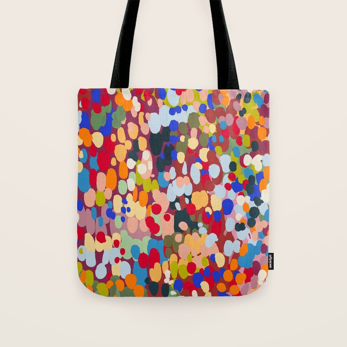 Vibrant Abstract Dots Art Print - Bold Multicolor Modern Design Tote Bag Gallery Image 1