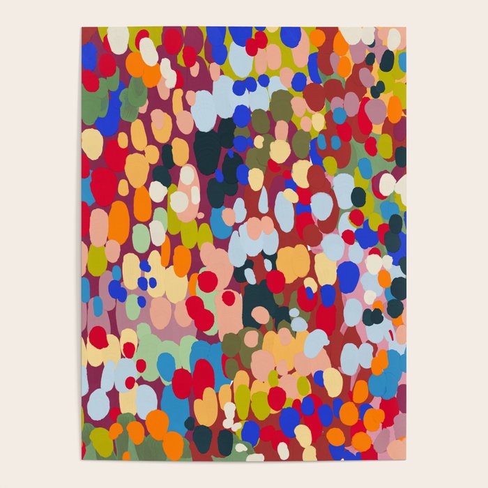 Vibrant Abstract Dots Art Print - Bold Multicolor Modern Design Poster Gallery Image 1