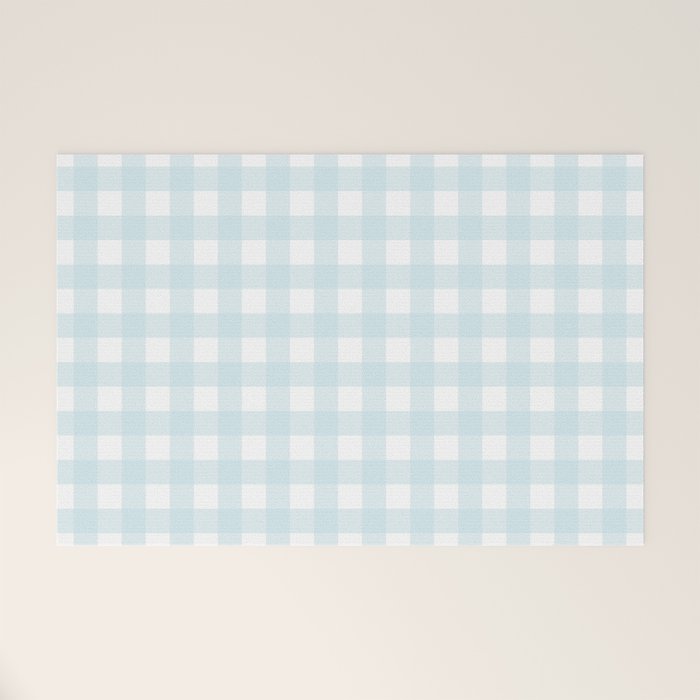 Baby blue gingham pattern Welcome Mat Gallery Image 1