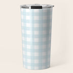 Baby blue gingham pattern Travel Mug Gallery Image 1
