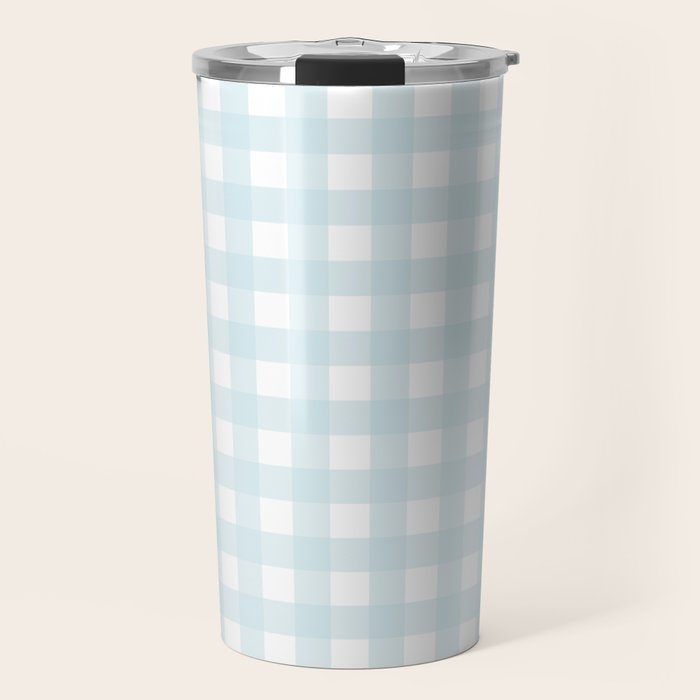 Baby blue gingham pattern Travel Mug Gallery Image 1