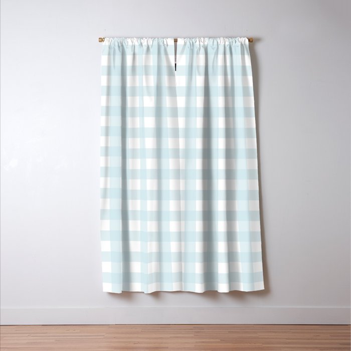 Baby blue gingham pattern Window Curtain Gallery Image 3