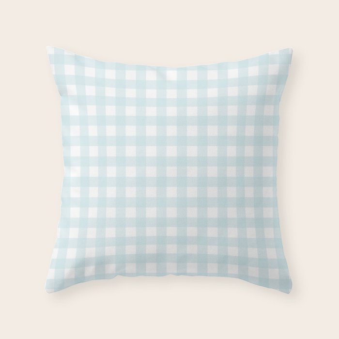 Baby blue gingham pattern Throw Pillow Gallery Image 6