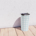 Baby blue gingham pattern Travel Mug Gallery Image 4