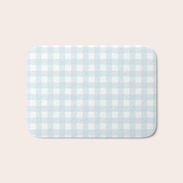 Baby blue gingham pattern Bath Mat Gallery Image 1
