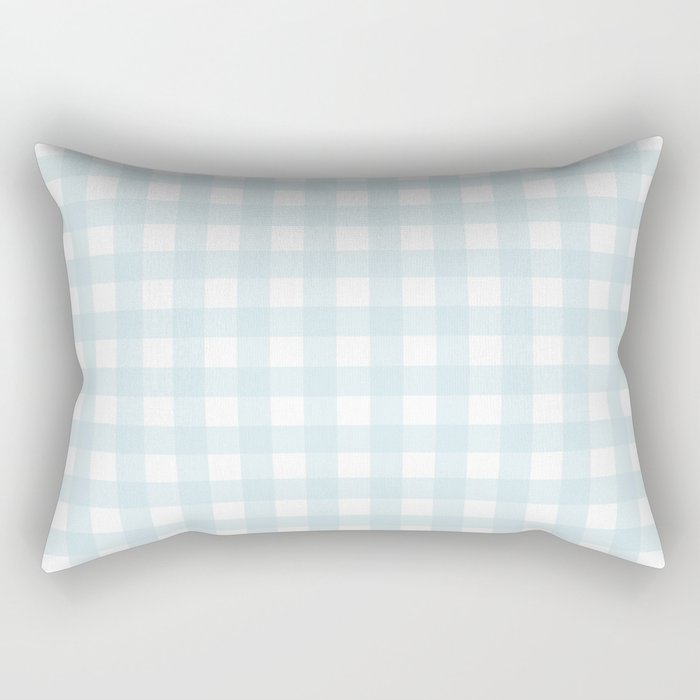 Baby blue gingham pattern Rectangular Pillow Gallery Image 2