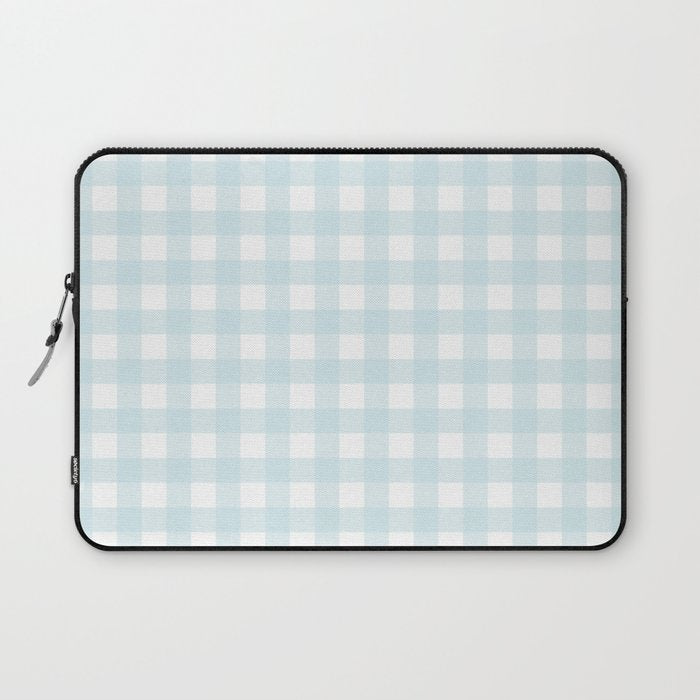 Baby blue gingham pattern Laptop Sleeve Gallery Image 1