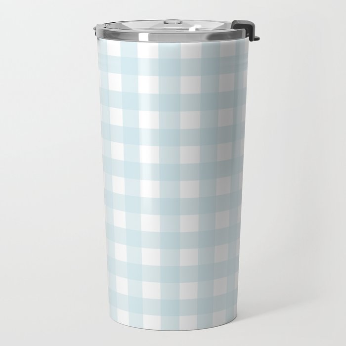 Baby blue gingham pattern Travel Mug Gallery Image 2