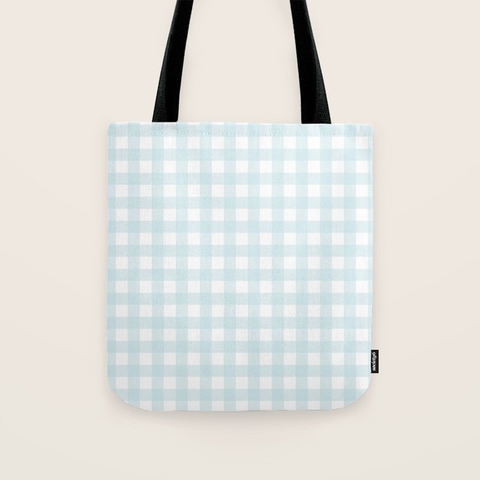 Baby blue gingham pattern Tote Bag Gallery Image 1