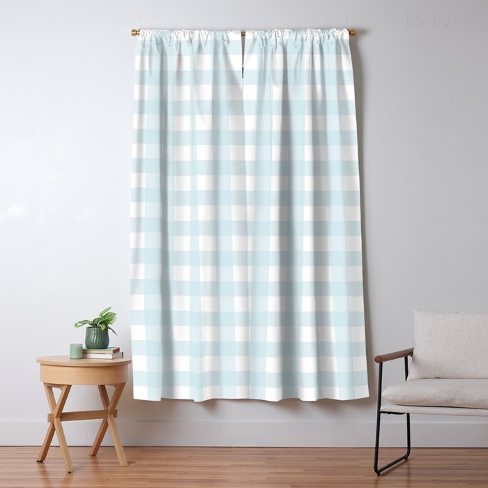 Baby blue gingham pattern Window Curtain Gallery Image 1