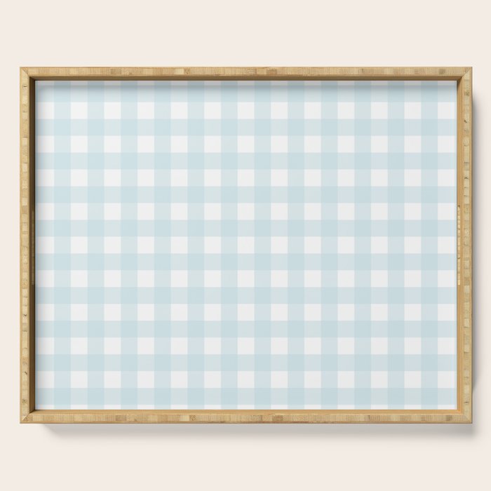 Baby blue gingham pattern Serving Tray Gallery Image 1