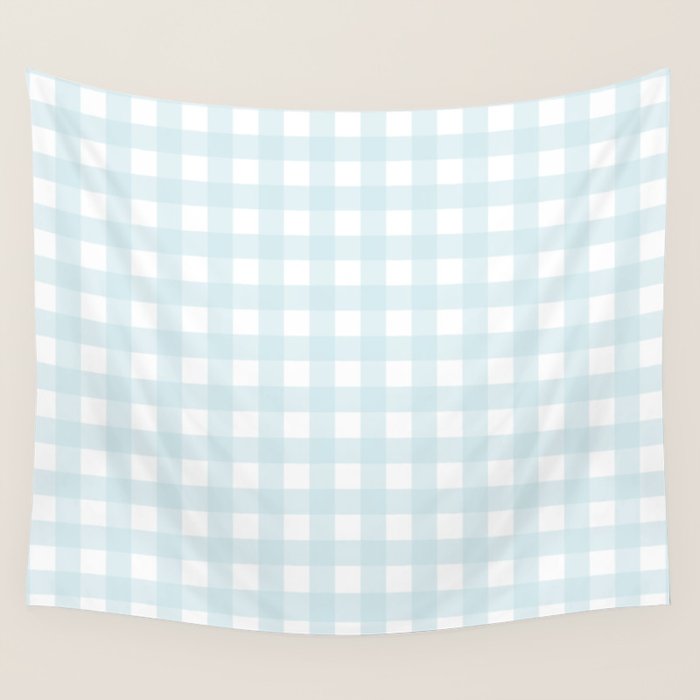Baby blue gingham pattern Wall Tapestry Gallery Image 4