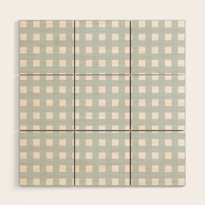 Baby blue gingham pattern Wood Wall Art Gallery Image 1