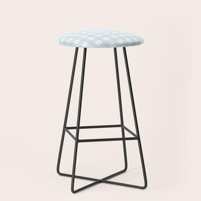 Baby blue gingham pattern Stool Gallery Image 1