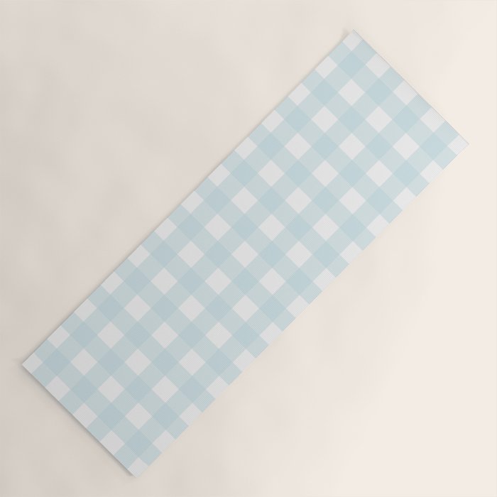 Baby blue gingham pattern Yoga Mat Gallery Image 1