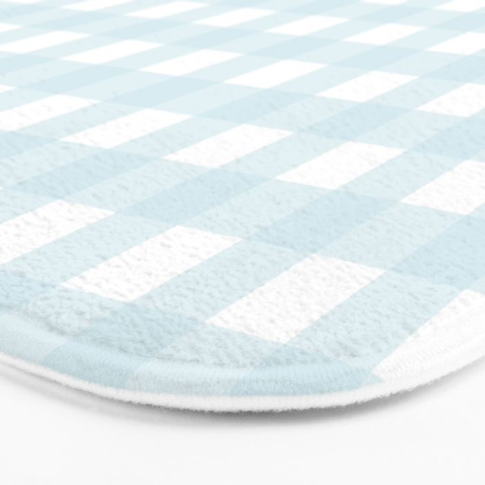 Baby blue gingham pattern Bath Mat Gallery Image 3