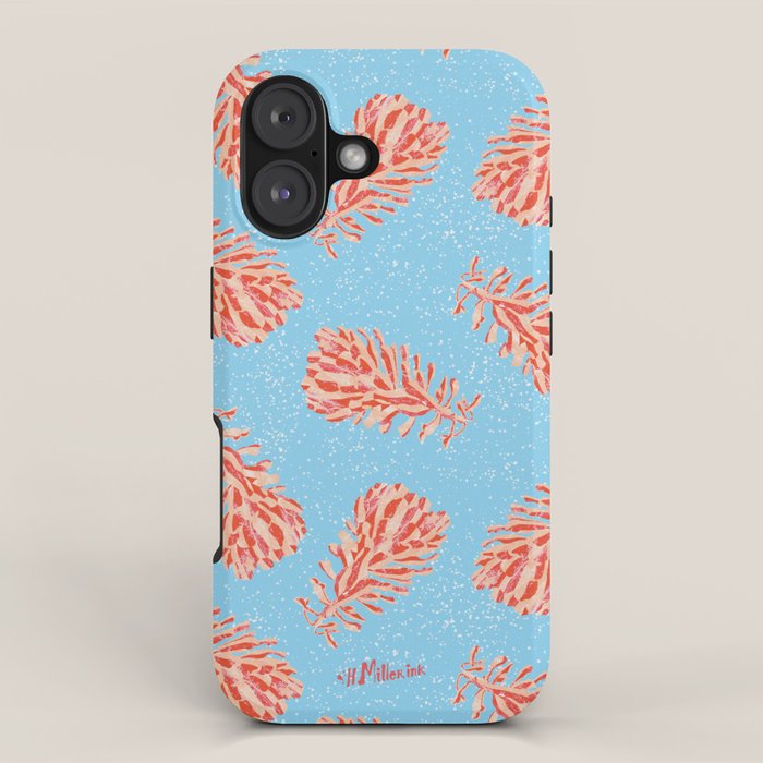 Dancing Pinecones in Light Blue & Red iPhone Case Gallery Image 1