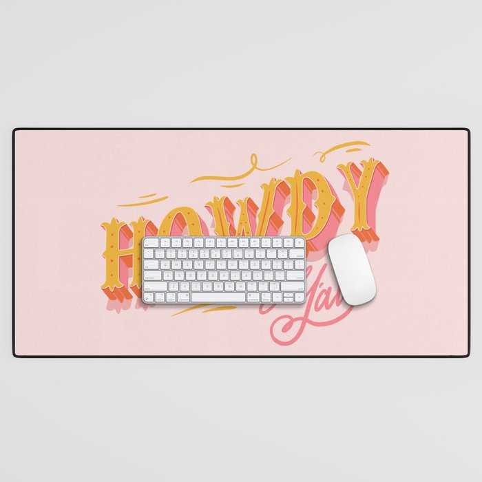 Howdy Y'all | Yellow Orange Pink Desk Mat Gallery Image 1